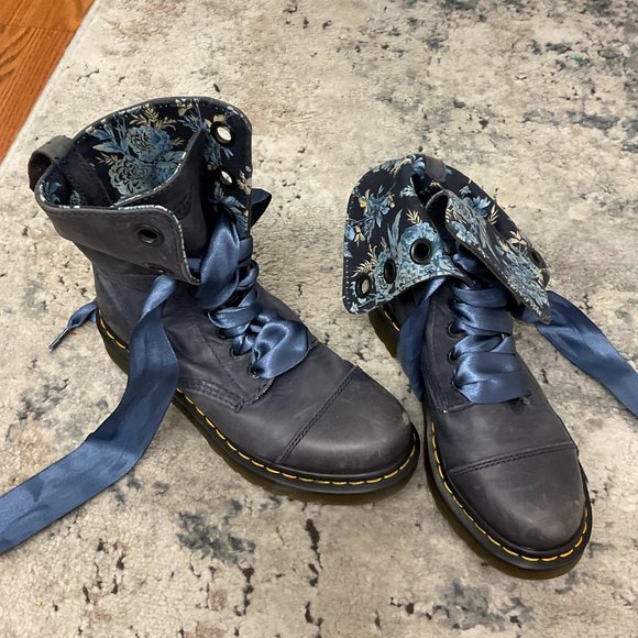 Dr. Martens Shoes - Dr. Martens Leather Aimilie Triumph Lace-Up Boots Round Toe Size 8US Blue
